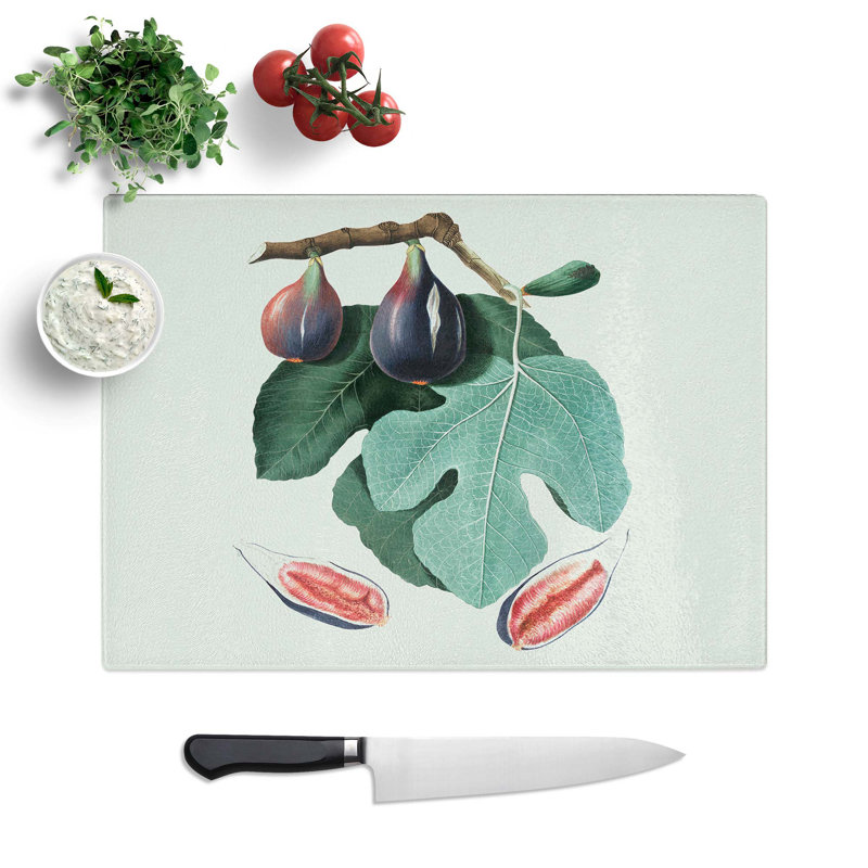 Tempered Glass Common Fig Tree Chopping Board, 28.5 cm W x 20 cm L