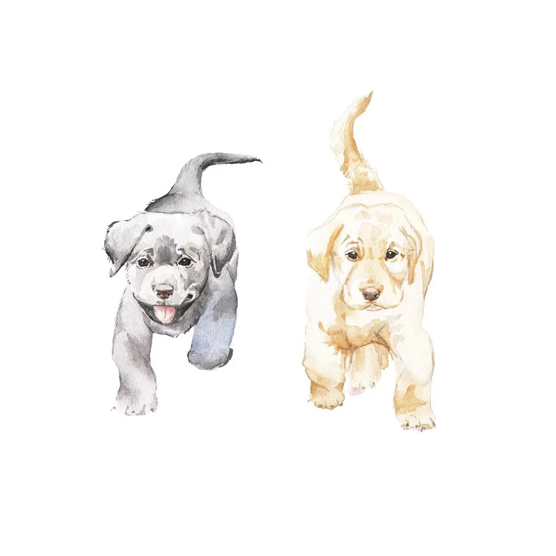 Yellow And Black Lab Puppies by Wandering Laur - Wrapped Canvas Painting, 66.04 cm H x 66.04 cm W x 3.175 cm D