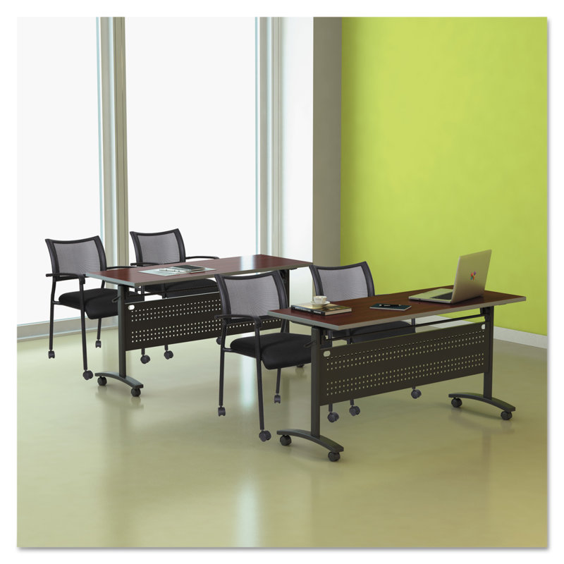 Black Mesh Reception Stacking Chair with Metal Frame