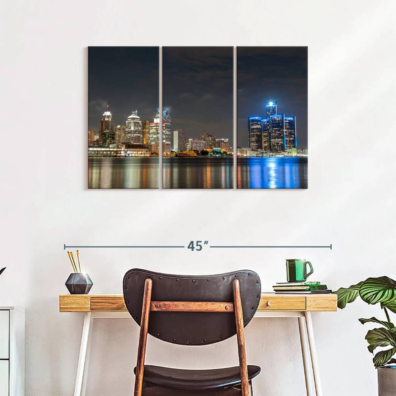 «Detroit Wall Art», reproduction d'art sur toile, H 24 po x l 38 po x P 1,25 po