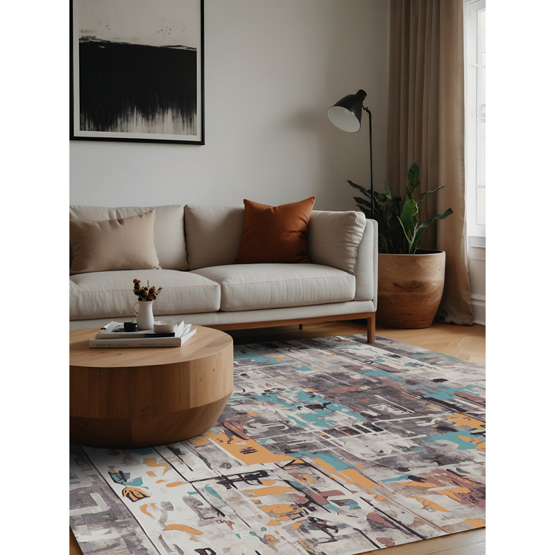 Tapis gris lavable à la machine, Carré 3 pi