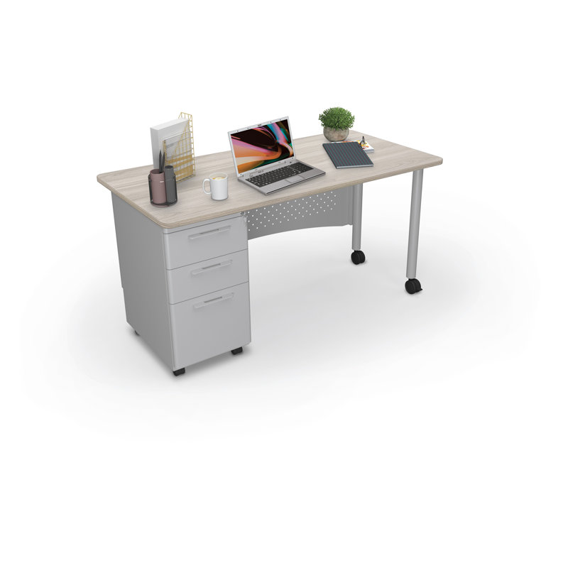 Bureau à caisson simple Avid (6030) trame neutre, Gris