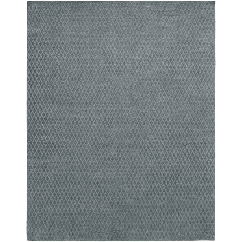 Wool Geometric Area Rug in Gray, 5' x 7'