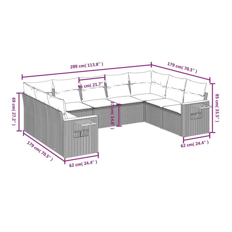 Ensemble de canapé de jardin Vidaxl beige, blanc crème