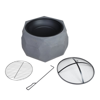 Diamond 36cm H x 60cm W Steel Charcoal & Wood Burning Outdoor Fire Pit