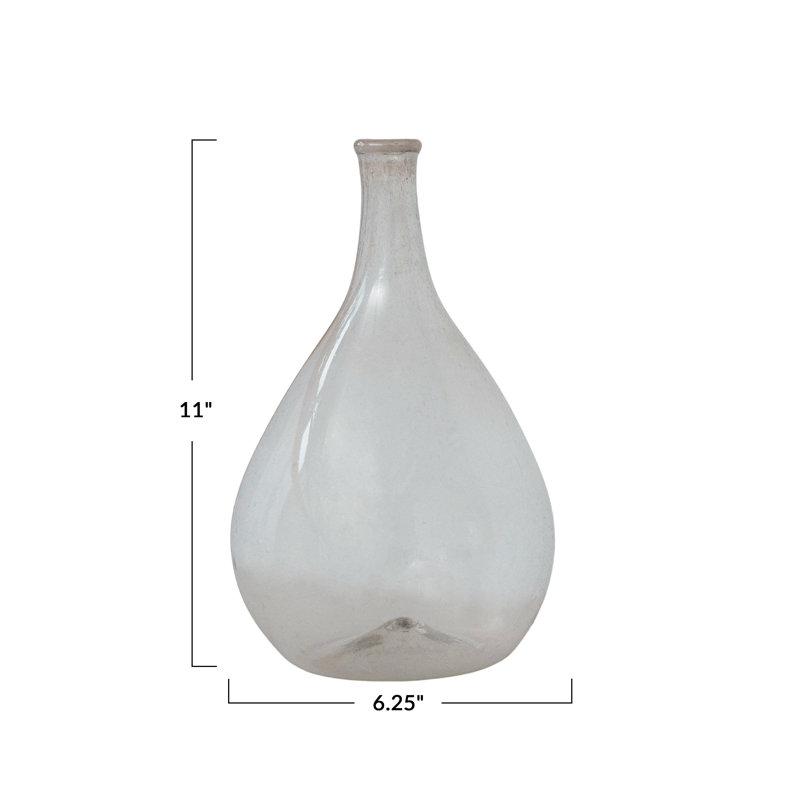Timeless Elegance Glass Bottle Vase, 11" H x 6.25" W x 6.25" D