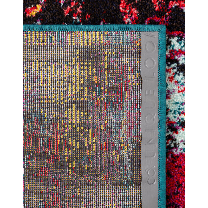 Tapis Sarah Daijanay, Rouge / Bleu, Rectangle 10 pi x 14 pi 1 po