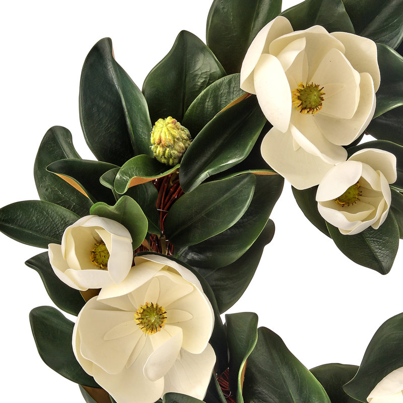 Veranda 24" Magnolia Wreath, White