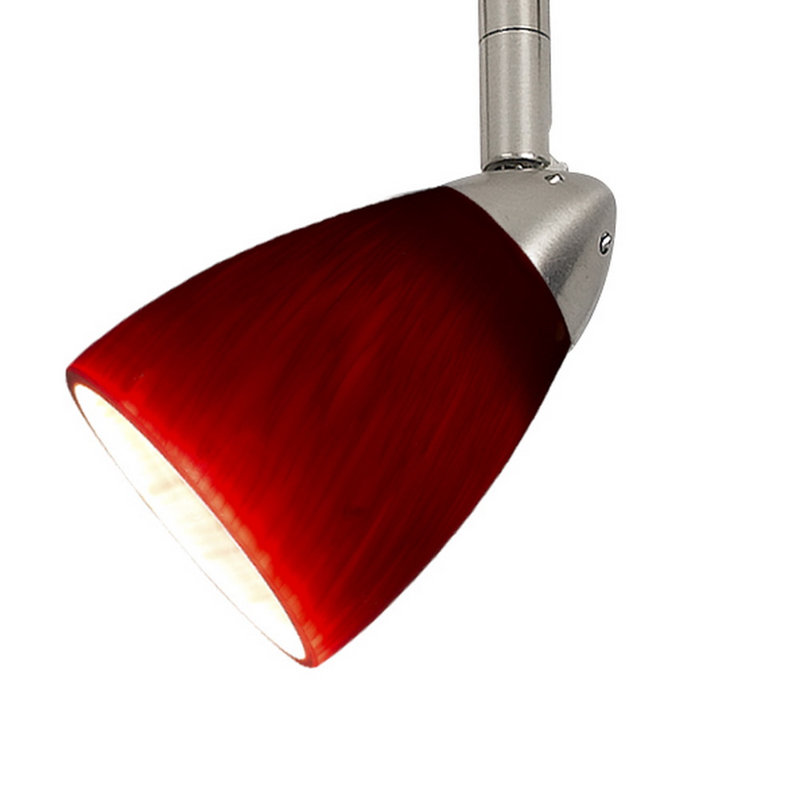 Ensemble de rail d'éclairage 5 lumières Alberto, Acier brossé, Rouge sang