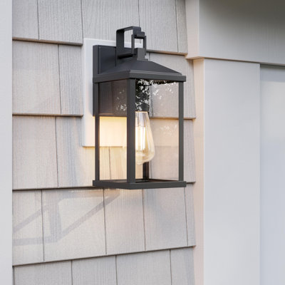 Lanterne murale d'extérieur 1 lumière noire matte 13,25 "avec panneaux en verre transparent Cantley