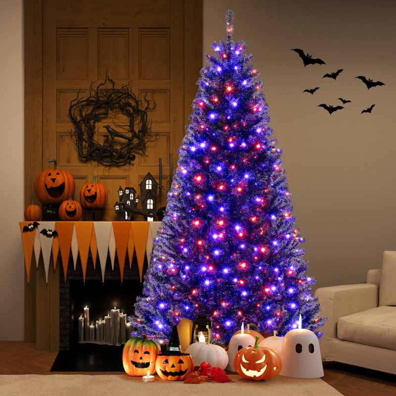 Ebern Designs 8 Halloween Tree Artificial Decoration Tree w/1408 Branch Tips 6 Lighting Modes