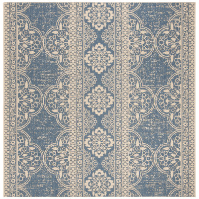 Tapis d'intérieur / extérieur crème / bleu de style sud-ouest Danya