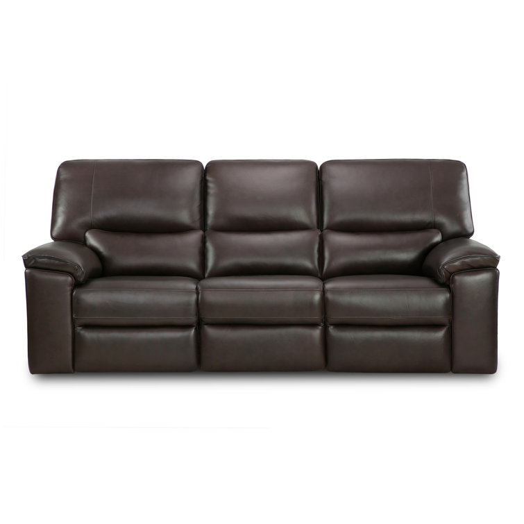Elha 89'' Genuine Leather Dual-Power Zero Gravity Reclining Sofa