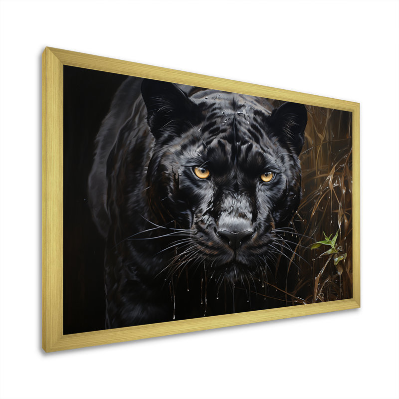 «Sleek Panther Stalk II», reproduction sur toile, Encadrement doré, H 30 po x l 40 po x P 1,5 po