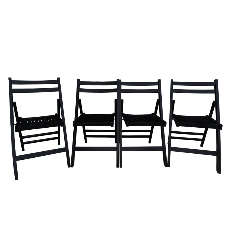 Chaise pliante polyvalente en bois massif pour 4 personnes - pour différents environnements, Noir