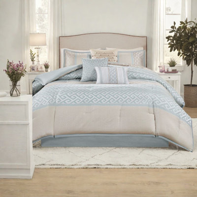 Ensemble de literie de luxe 7 pièces, maison de chambre à coucher en jacquard de polyester traditionnel