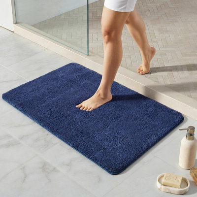 Bathroom Rug, Ultra Soft Bath Rugs Non Slip Washable, Super Absorbent Quick Dry Bath Mat with Rubber Backing for Bathroom Floor, Shower, or Sink, Navy Blue 20" x 30"