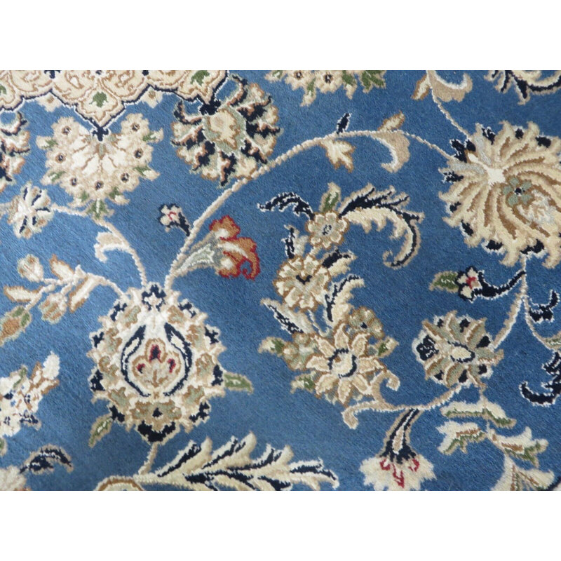 Tapis oriental bleu noué à la main 8 pi 1 po x 8 pi 2 po G14760