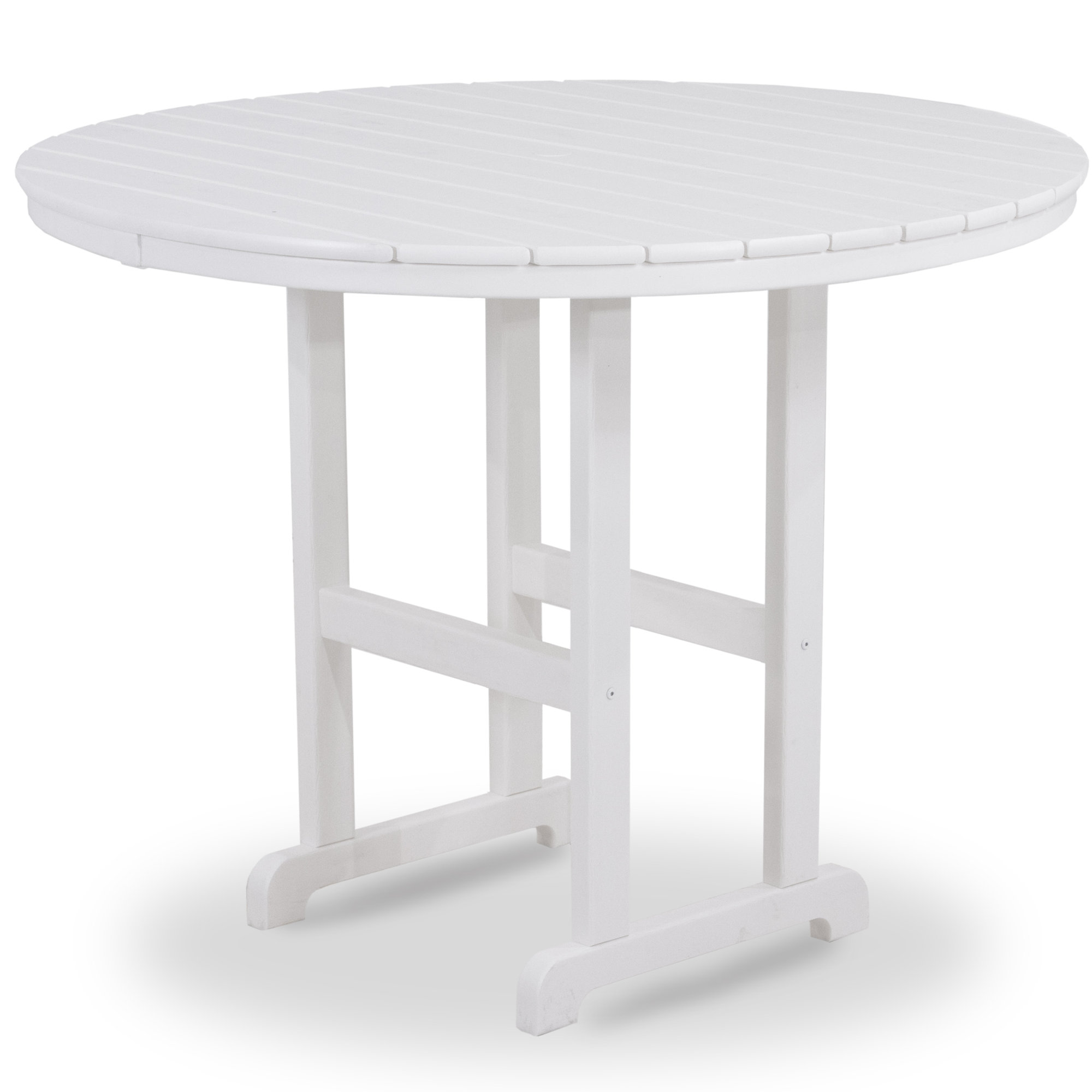 POLYWOOD Round Farmhouse Counter Table, 48", White