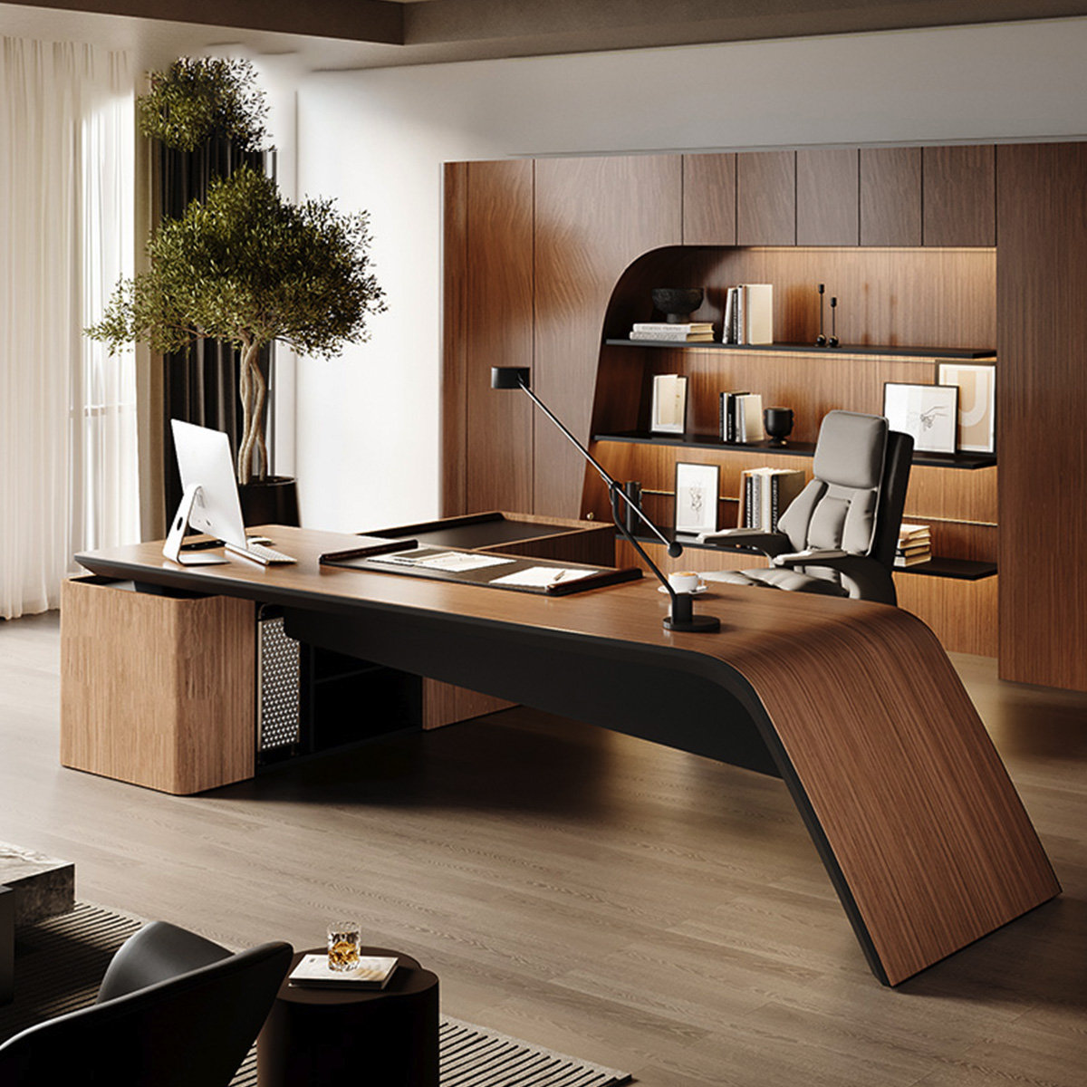 Photo inspiration: High End Walnut Decor Reference: Belsub 70 87 L Shaped Modern Luxury High End Walnut