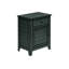Table d'appoint, table de chevet, tiroir de rangement, bout, table d'appoint, chambre à coucher, lampe, rangement, placage bleu antique, transitionnel