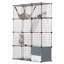 Grande cage à chat à 4 niveaux, 41 x 14 x 55 pouces, enclos métallique détachable, espace d'exercice intérieur et extérieur idéal pour les chats et les petits animaux, noir, avec bac à litière, hamac, rampe et échelle.