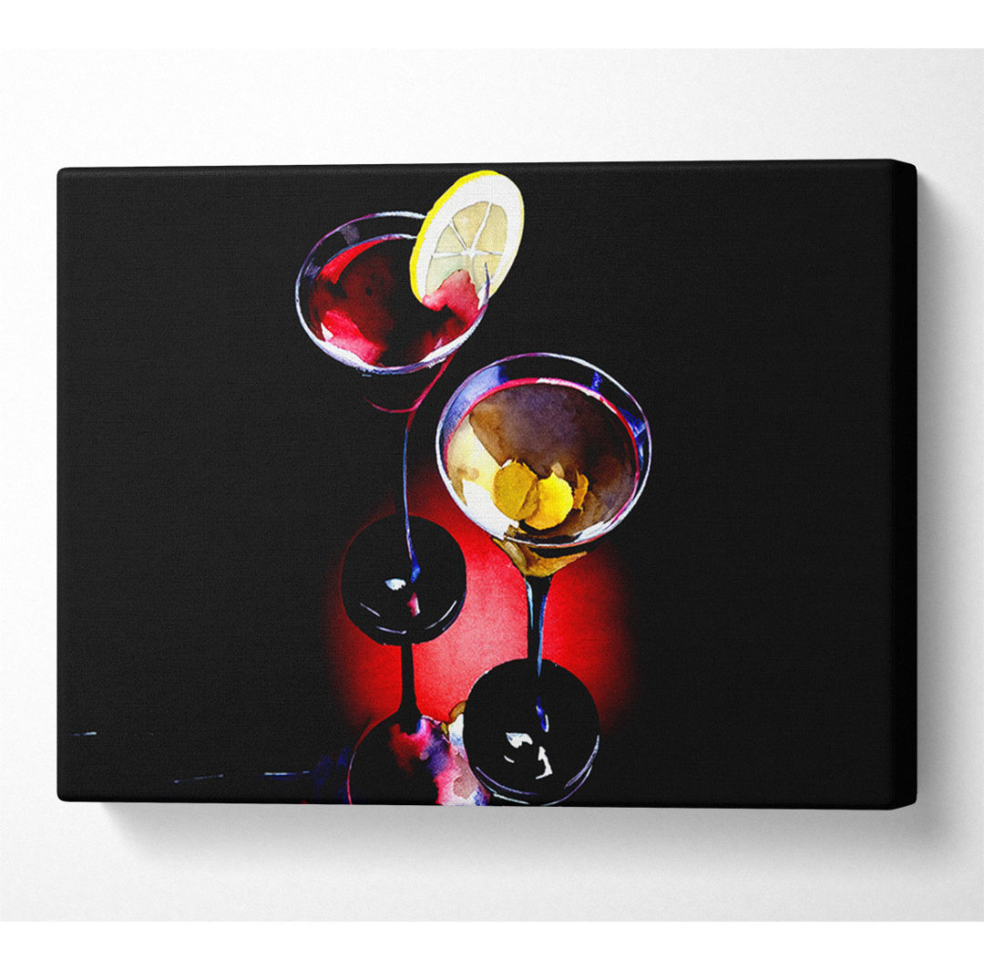 Zwei Cocktails Leinwand Aquarell