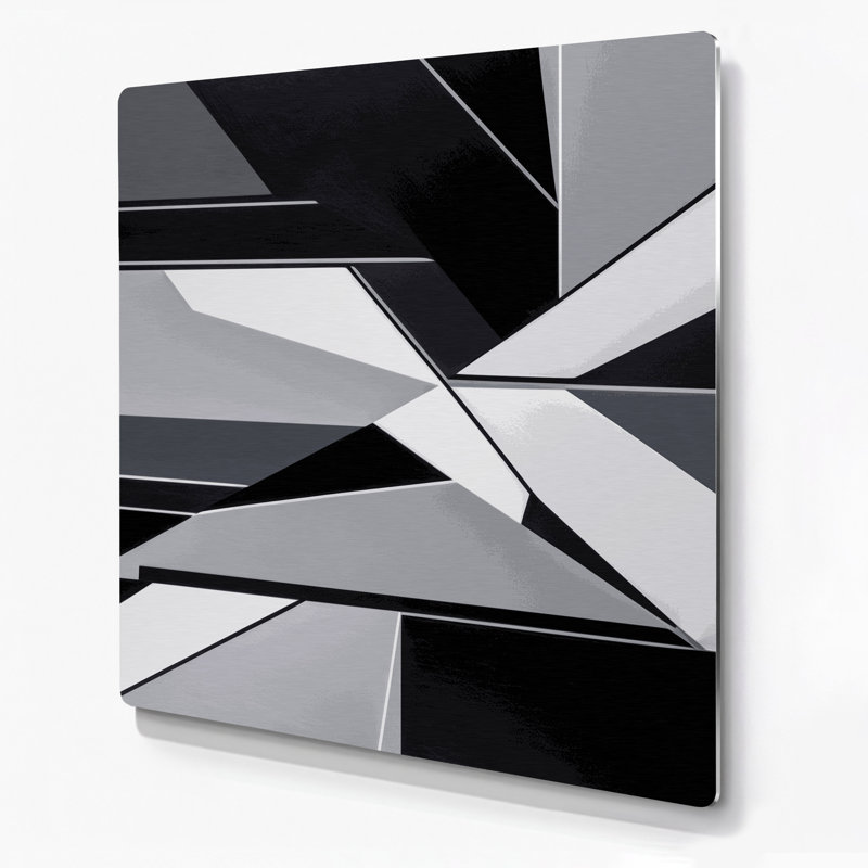 Art mural Hard Edge 47 en métal gris, H 16 po x l 16 po