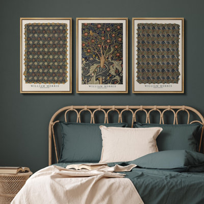 " William Morris Classic and Crafts Floral Botanical Illustrations Rustic Vintage Art Decor " 3 Piece Art Print