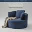 Fauteuil rond compressible en velours côtelé bleu avec dossier moelleux - Déballage instantané, confort moderne pour salon, bureau et appartement-1606032834