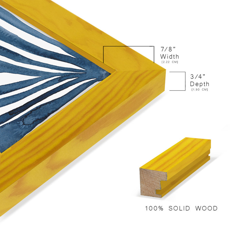 «Blue Stylized Leaf I», impression sur papier, H 11 po x l 9 po x P 1 po, Jaune