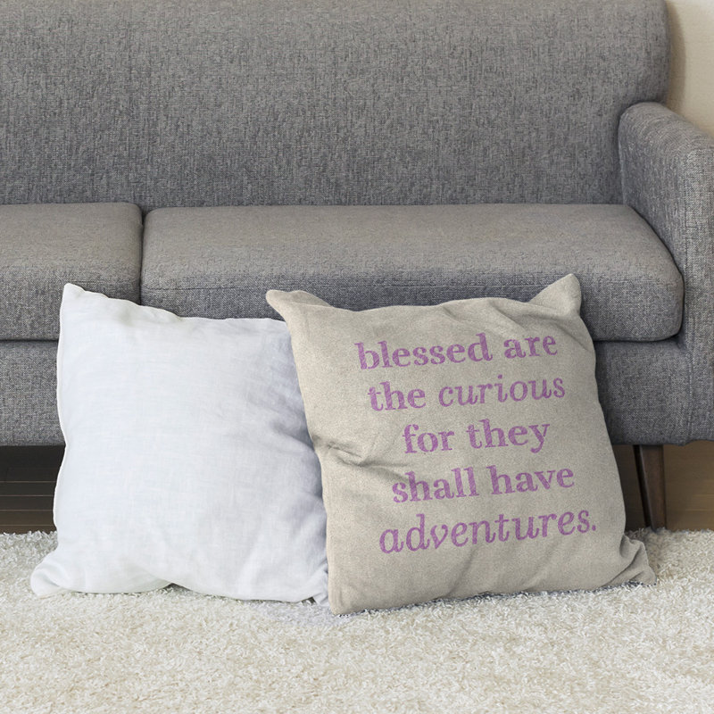 Coussin de sol curiosité inspirant, 40 po x 40 po, Blanc / violet