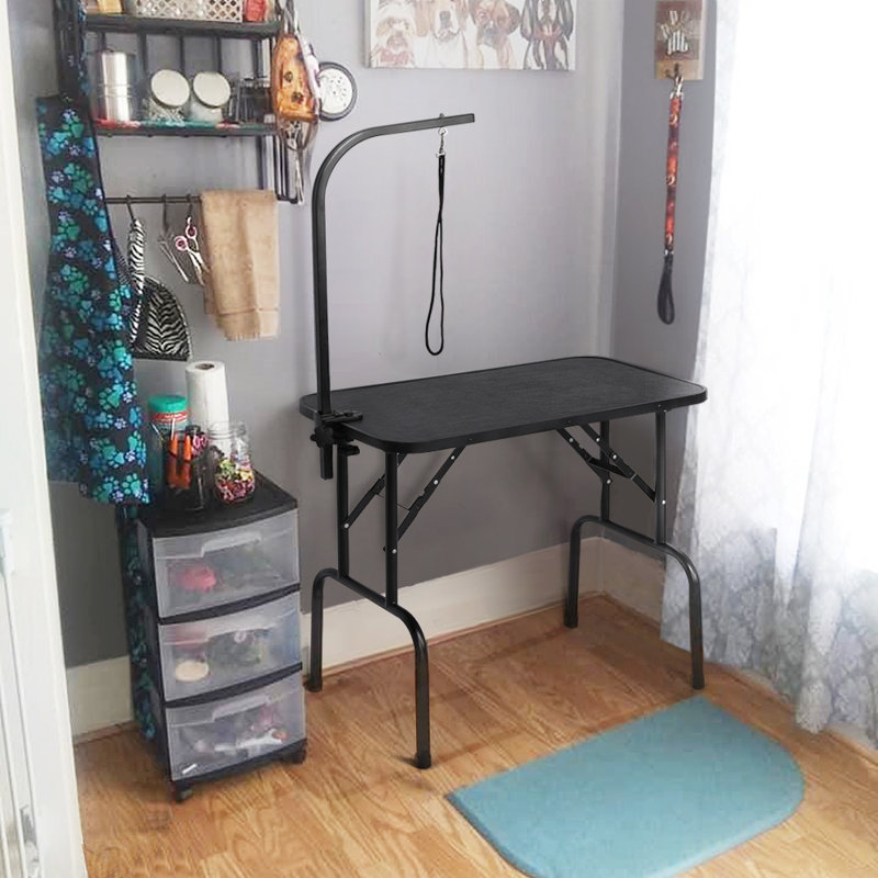 60.2'' H x 32'' W x 19.5'' D Foldable Dog Folding Grooming Table, Black
