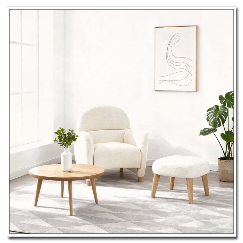 Chaise de loisir rembourrée avec repose-pieds, Blanc
