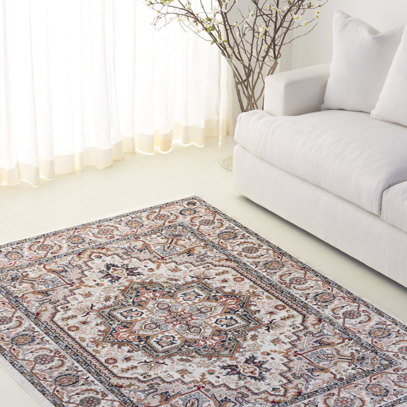 Tapis rouge ivoire / beige tissé à la machine en polypropylène et en coton 1119 Lauren Ralph Lauren