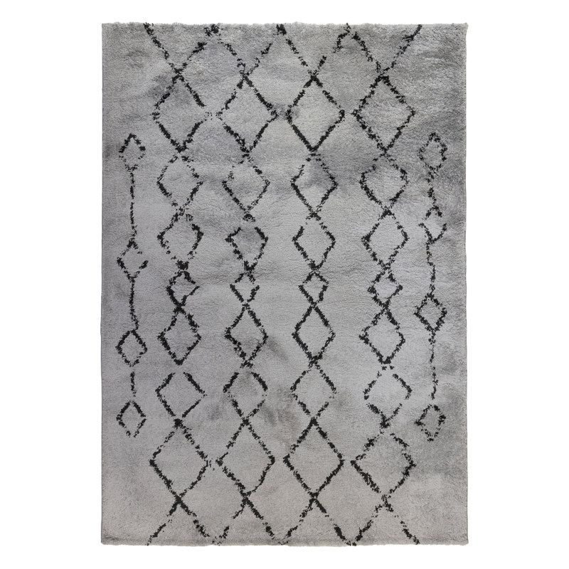 Tapis gris anthracite à poils longs Gabreille, Rectangle 8 pi 3 po x 11 pi 6 po