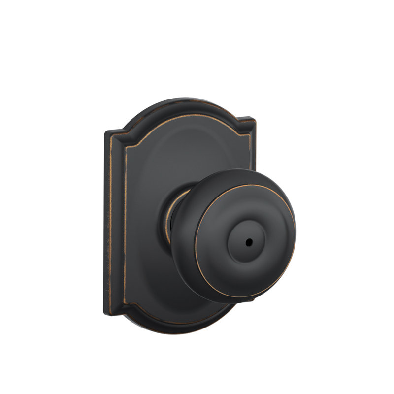 Georgian Privacy Knob with Camelot Trim, Aged Bronze