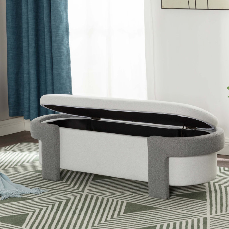 Raye Large Versatile Storage Ottoman Bench, Grey