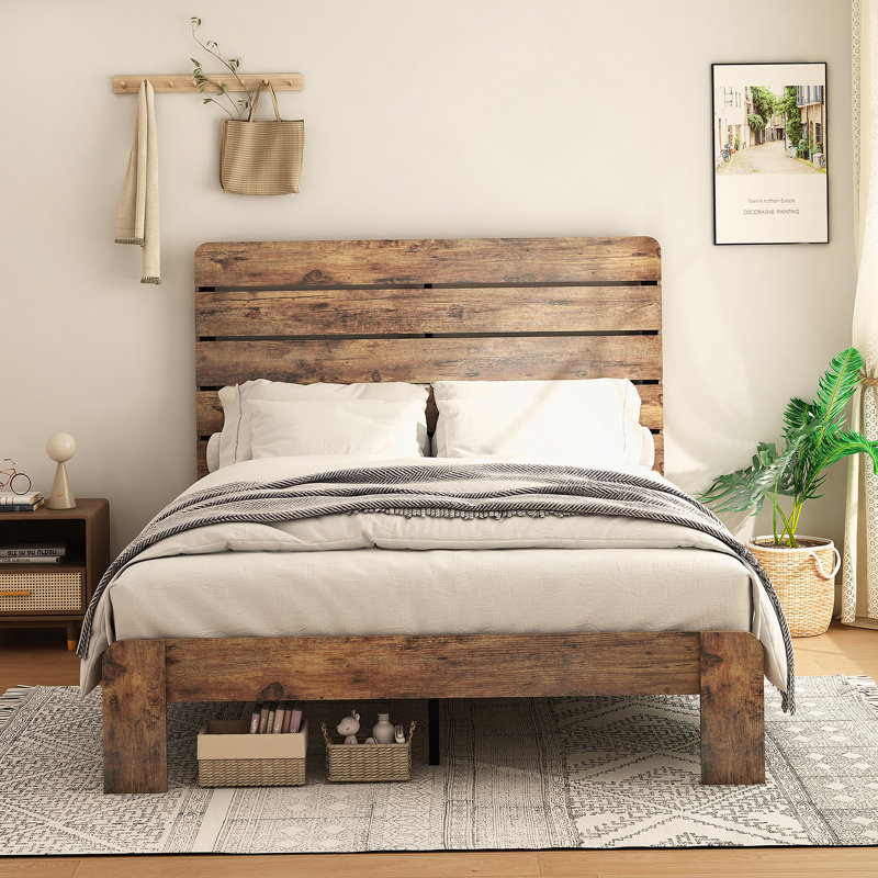 Base de lit, base de lit plateforme en bois, grand rangement sous le lit, Grand