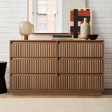 Dejesus 6-Drawer Dresser 47"W Double Dresser With Waveform Fluted Panel