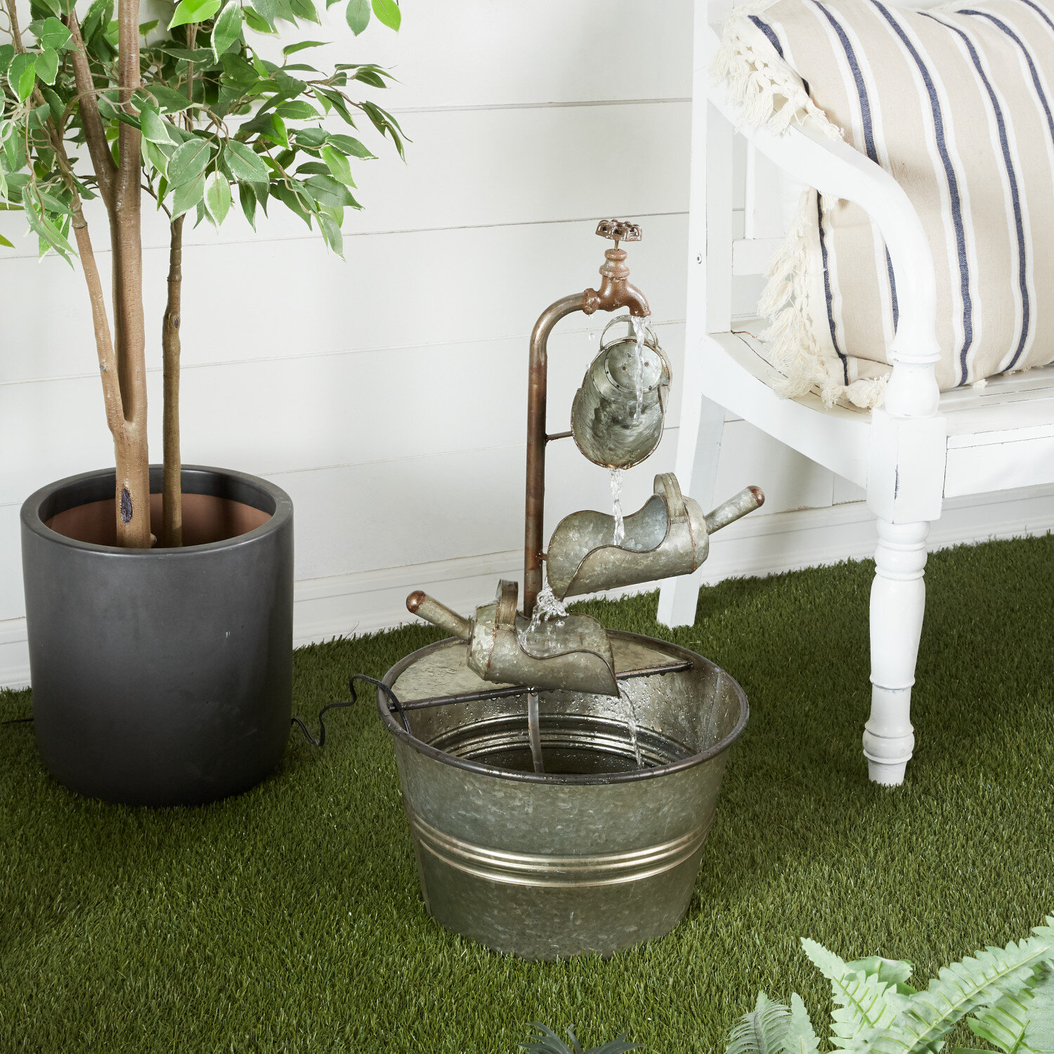 Gracie Oaks Arwan Metal Farmhouse Bucket Fountain & Reviews | Wayfair