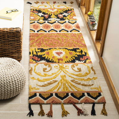 Niederanven Hand Hooked Wool Ikat Rug