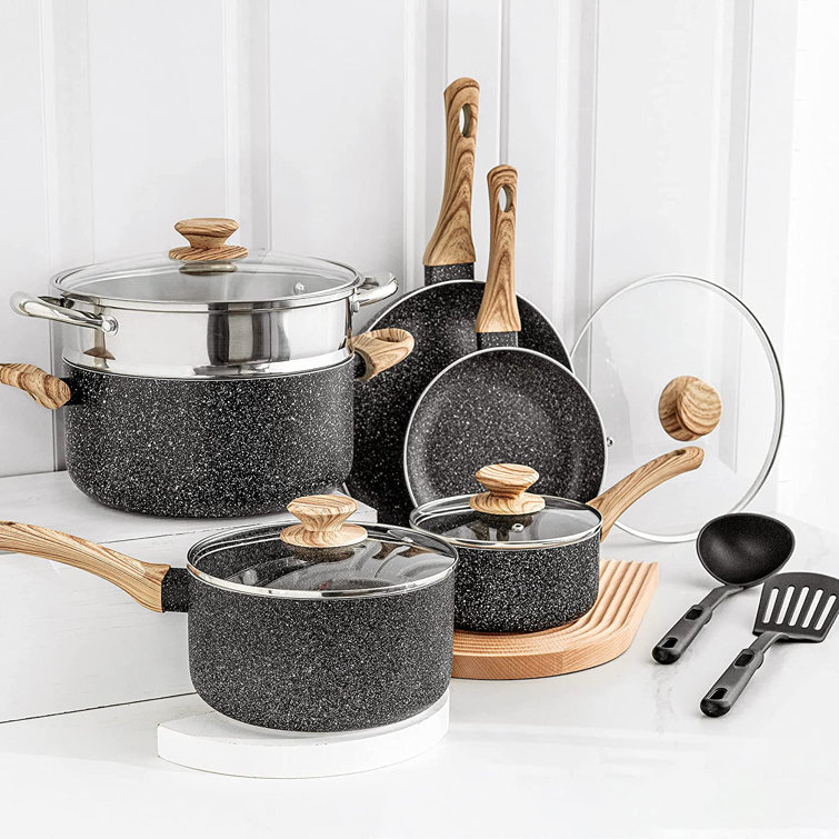 MICHELANGELO Pots and Pans Set Nonstick, 12 Piece Kitchen Cookware Sets,  Enamel