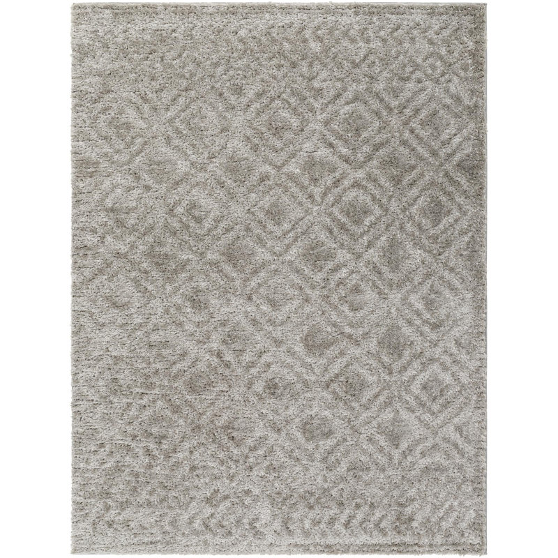 Khlani Delmy Diamond Gray Shag Area Rug, Rectangle 5'3" x 7'