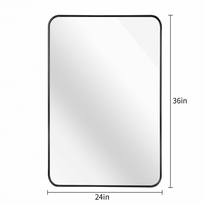 Miroir de bar rectangulaire en métal, Noir, Rectangulaire, 36 po x 24 po