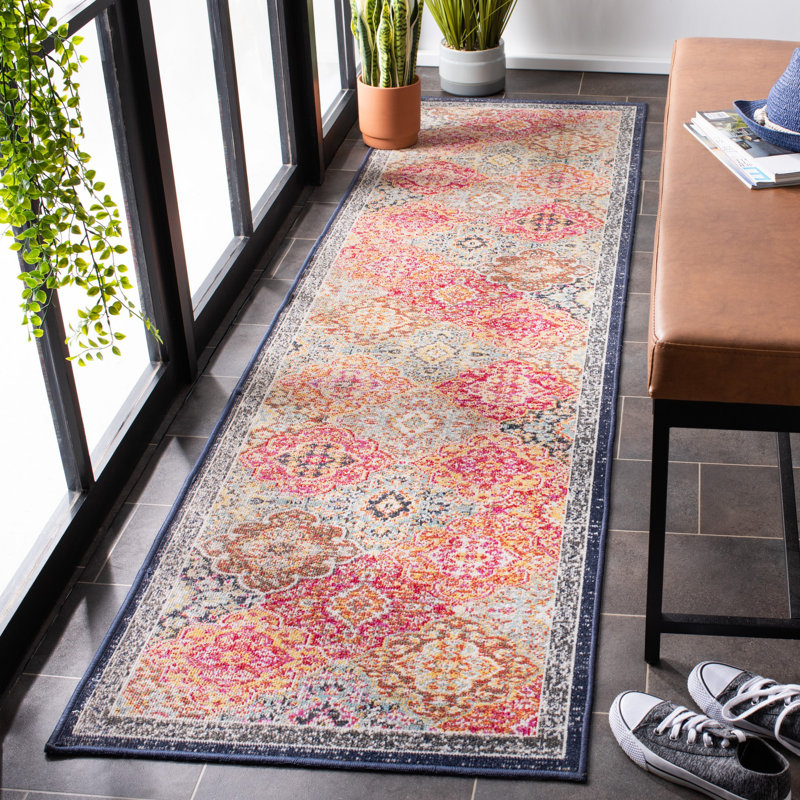 Tapis oriental d'intérieur / extérieur Griffeth Performance, Tapis de couloir 2 pi 3 po x 8 pi