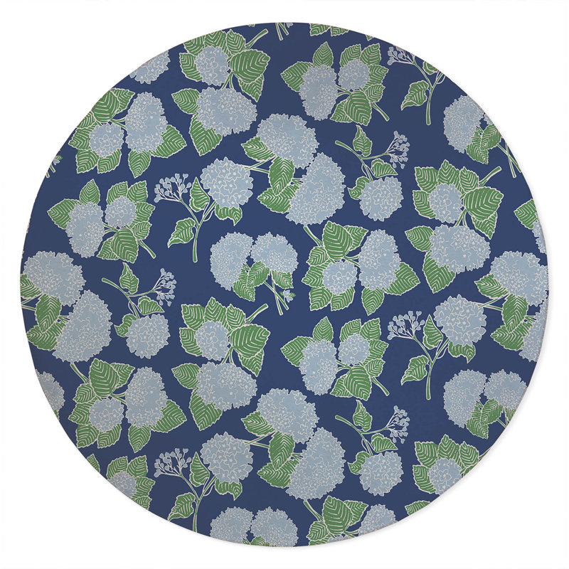 Hydrangea Non Slip Outdoor Rug, Round 5'