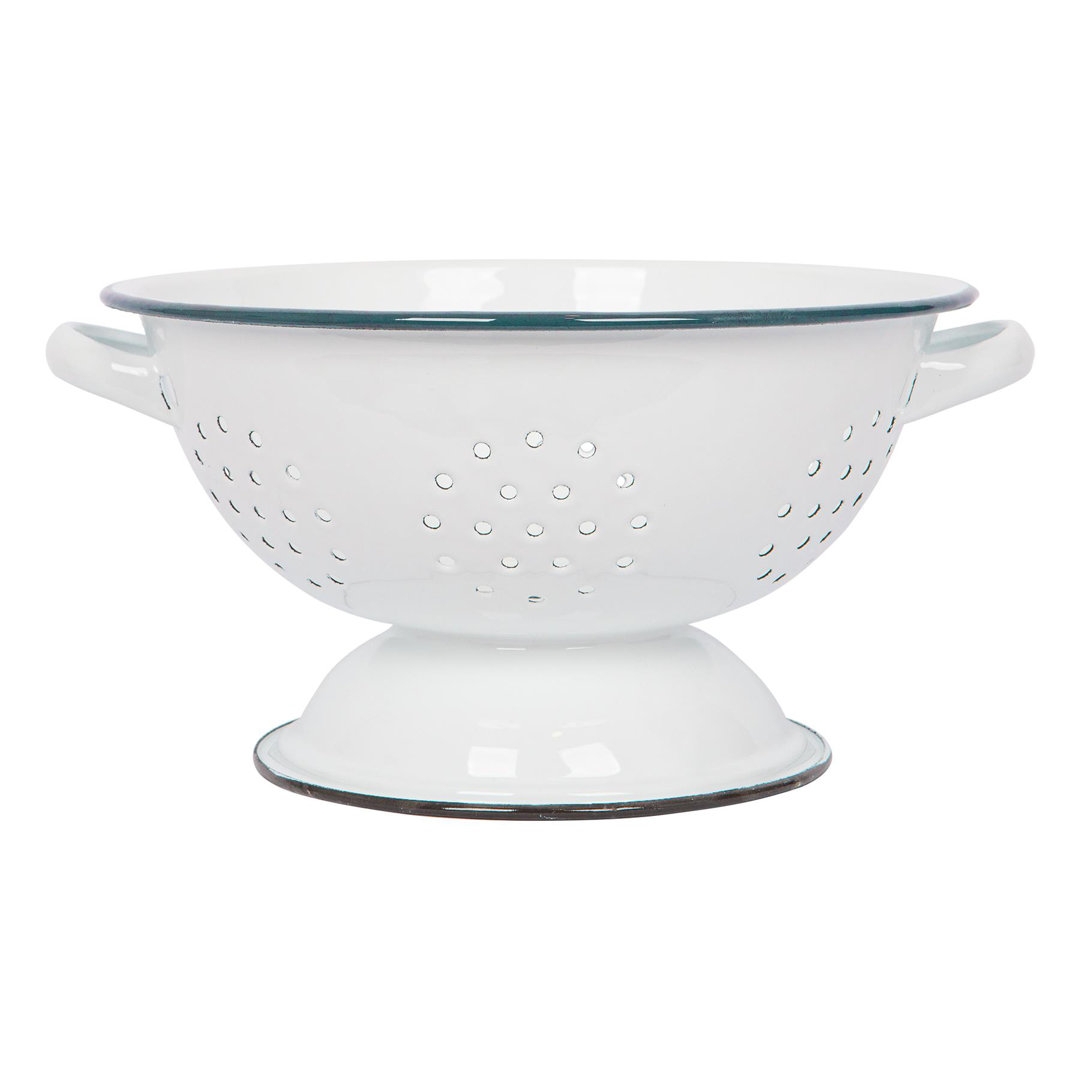 Argon Tableware Green 23.5Cm White Enamel Colander - Image 4