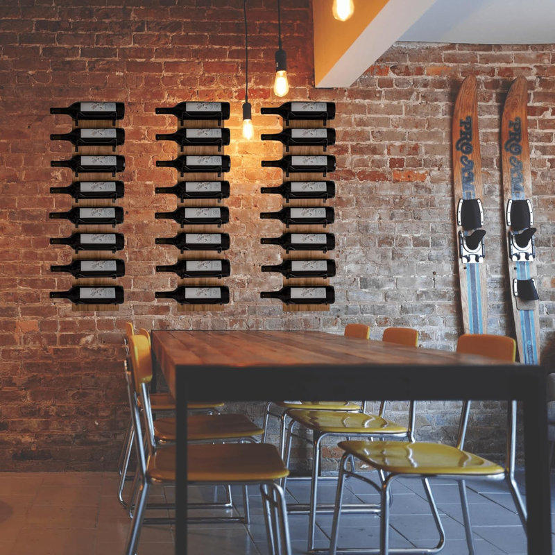 Support à vin mural, support à vin mural en bois avec rangement pour 8 bouteilles et supports, support à vin avec finition rustique