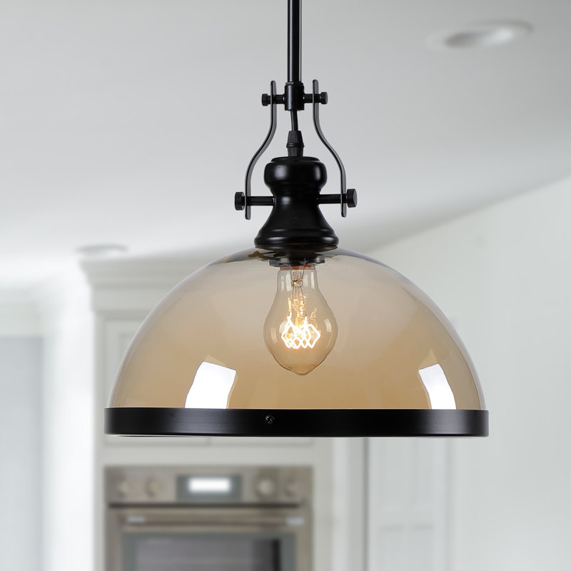 Luminaire suspendu en forme de dôme à 1 lumière Dumitriana, Amber